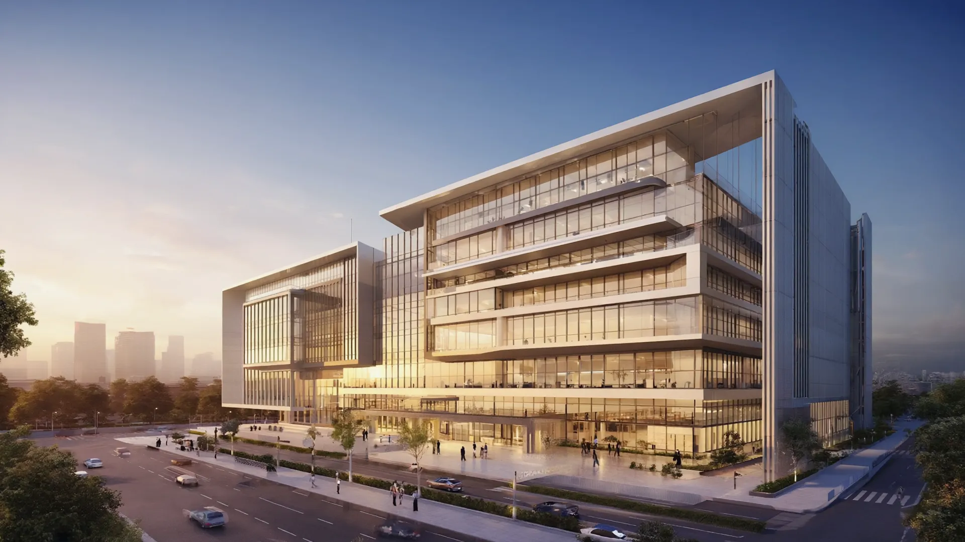 Modern hospital building in Mumbai with contemporary architecture