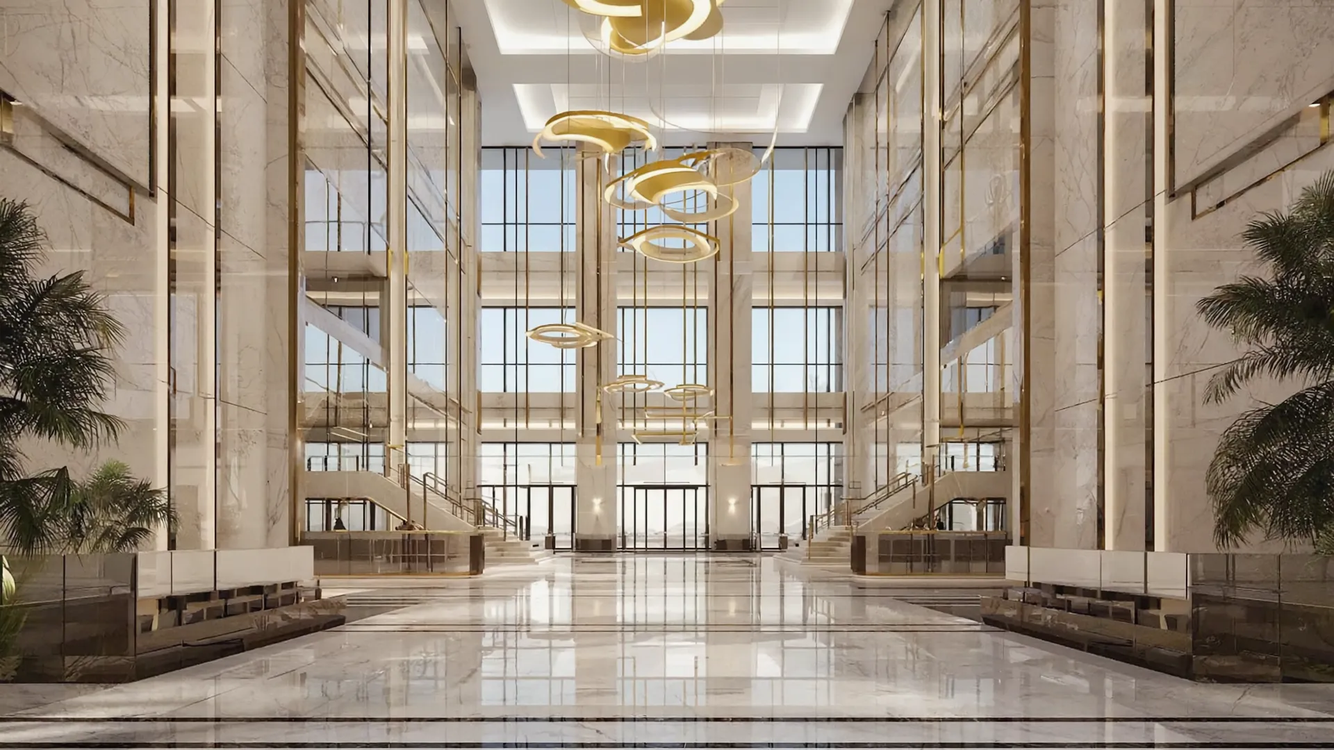 Modern medical facility lobby with contemporary design and natural lighting