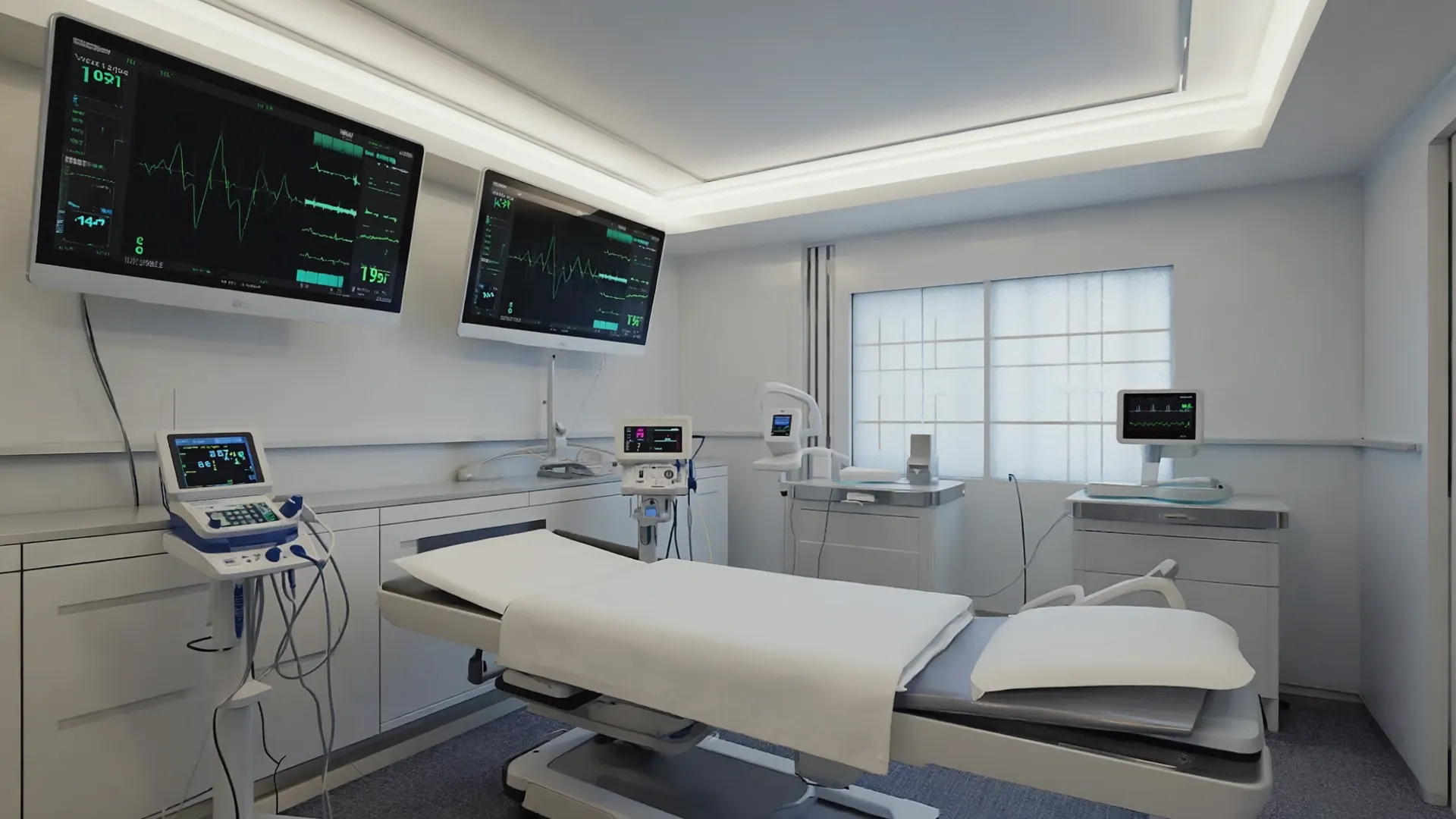 Comprehensive health screening room with diagnostic equipment