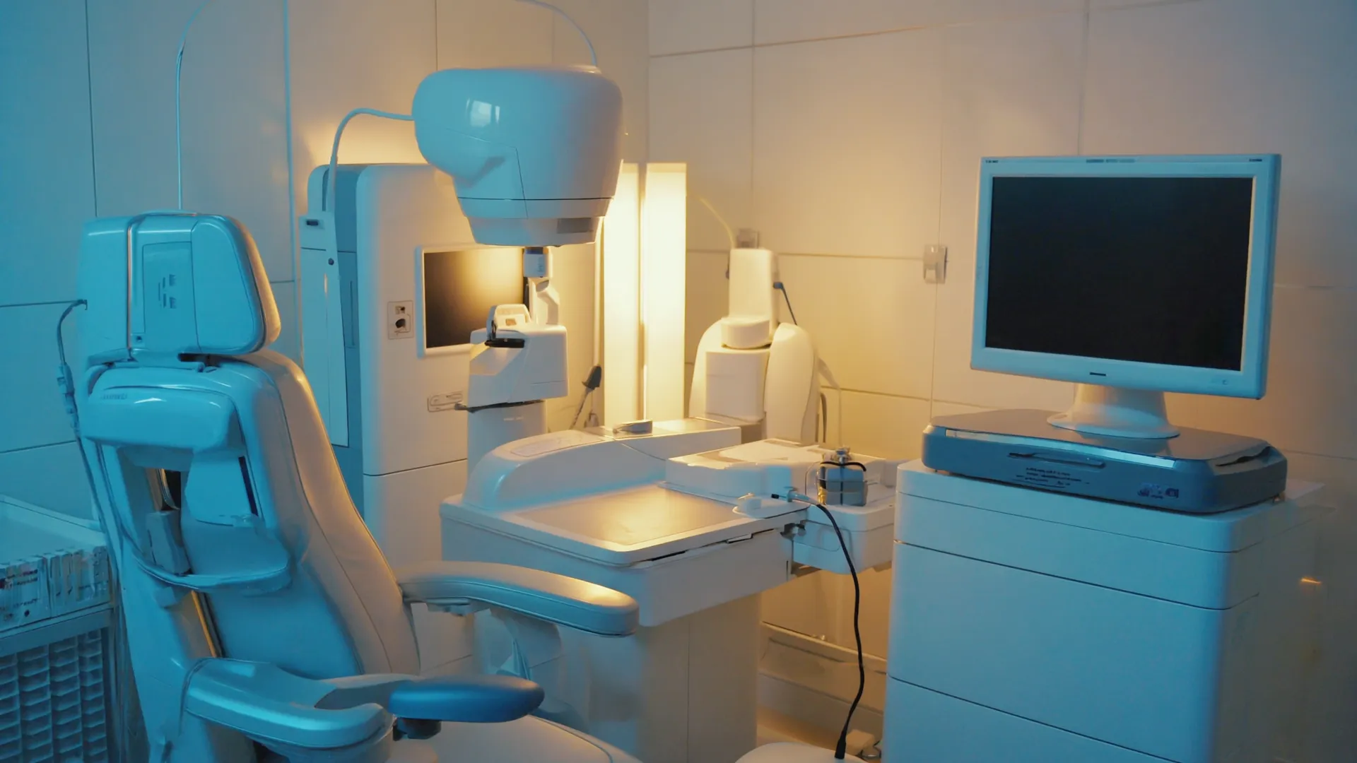 Modern medical consultation room with advanced diagnostic equipment